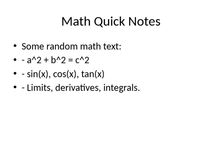 Math Notes | PDF
