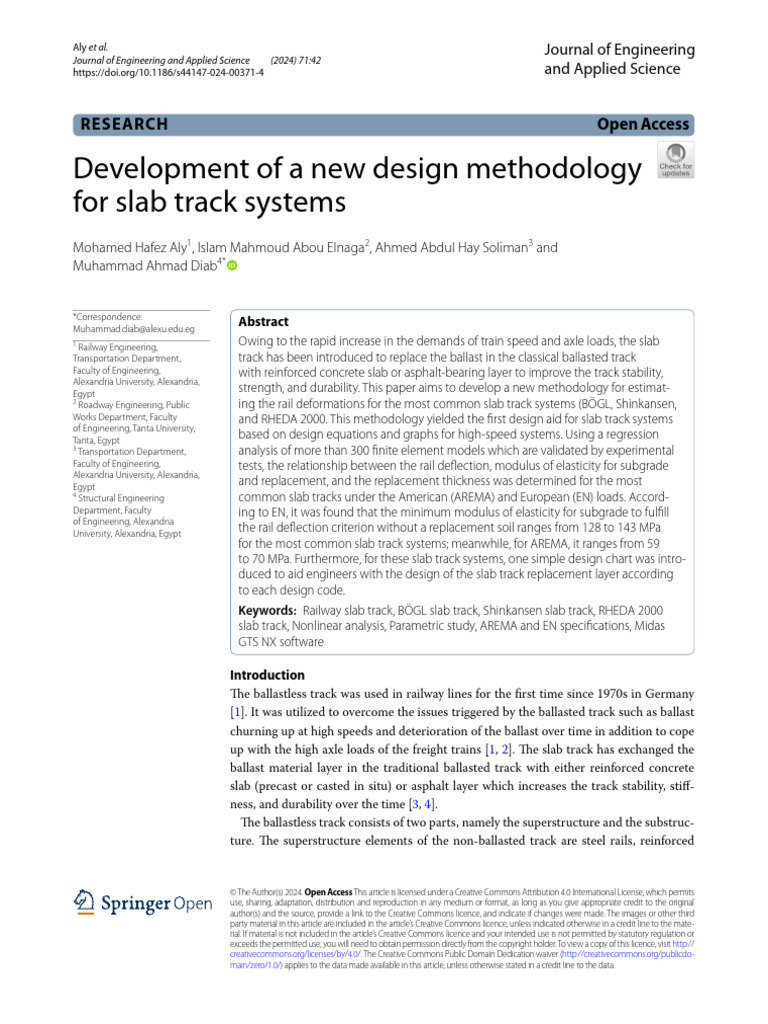 New Design Methodology for Slab Tracks | PDF | Elasticity (Physics ...