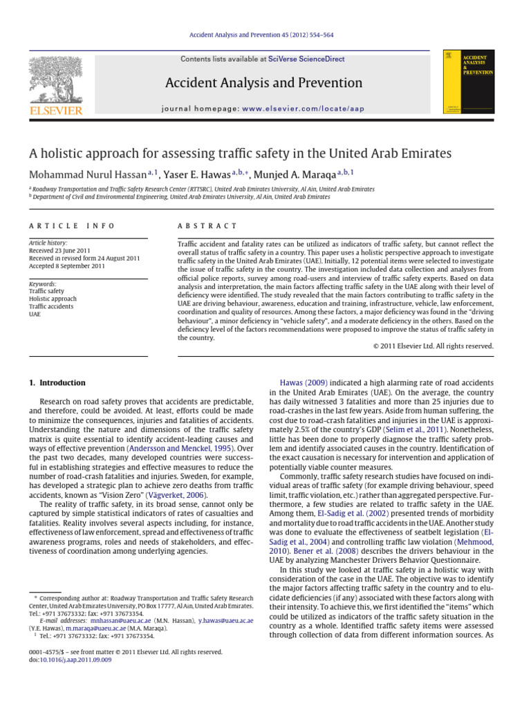 Holistic Traffic Safety Assessment UAE | PDF | Traffic Collision | Road ...
