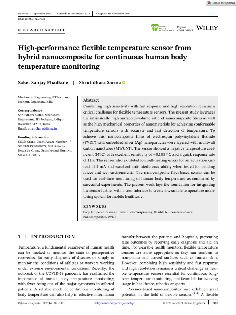 Flexible Nanocomposite Temperature Sensor | PDF | Nanocomposite ...