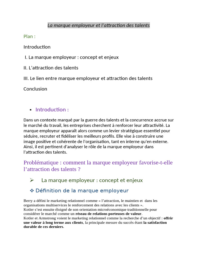 Marque employeur et attraction des talents | PDF | Marque ...