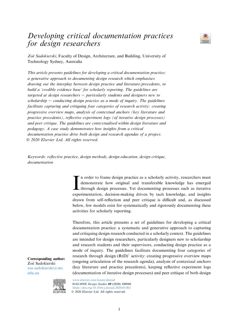 Critical Documentation for Design Research | PDF | Design | Knowledge