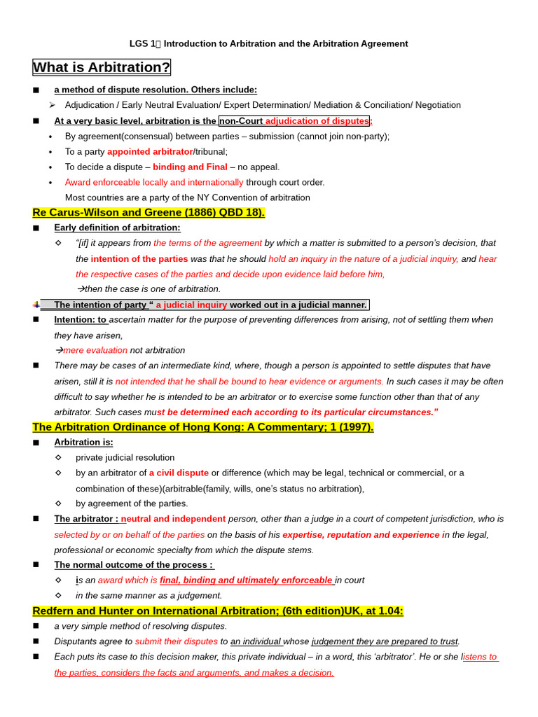 Understanding Arbitration Agreements | PDF | Arbitration | Arbitral ...