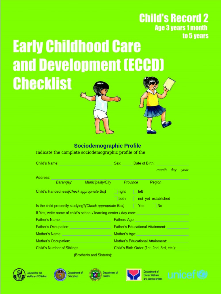 ECCD Checklist for Child Development Assessment | PDF | Shape | Toys