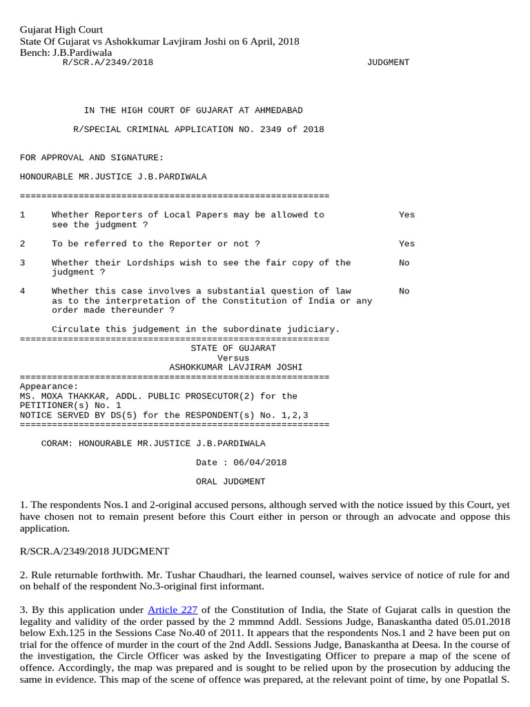 Gujarat High Court Judgment on Evidence | PDF | Criminal Procedure In ...