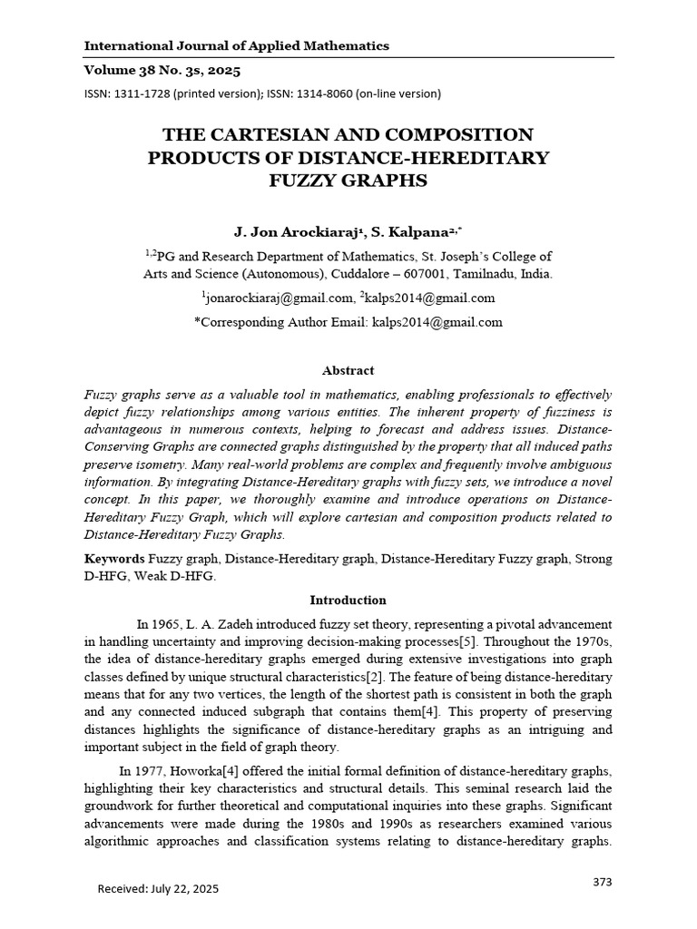 Cartesian Products of Fuzzy Graphs | PDF | Graph Theory | Vertex (Graph ...