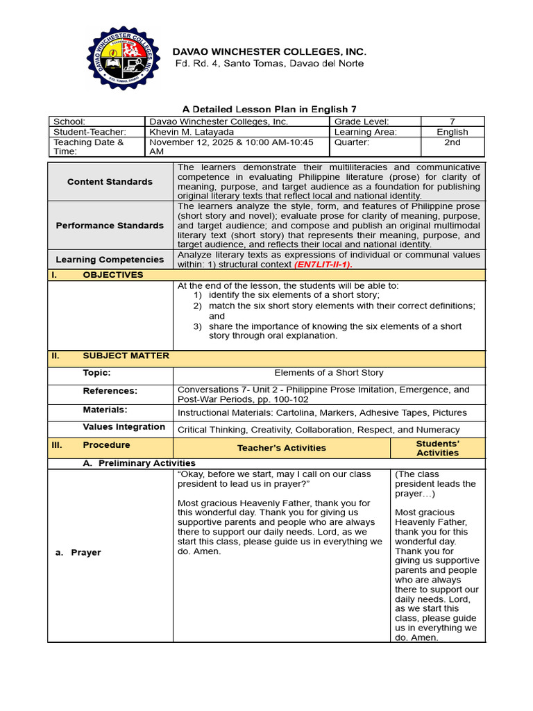 Demo Lesson Plan | PDF | Narration | Learning