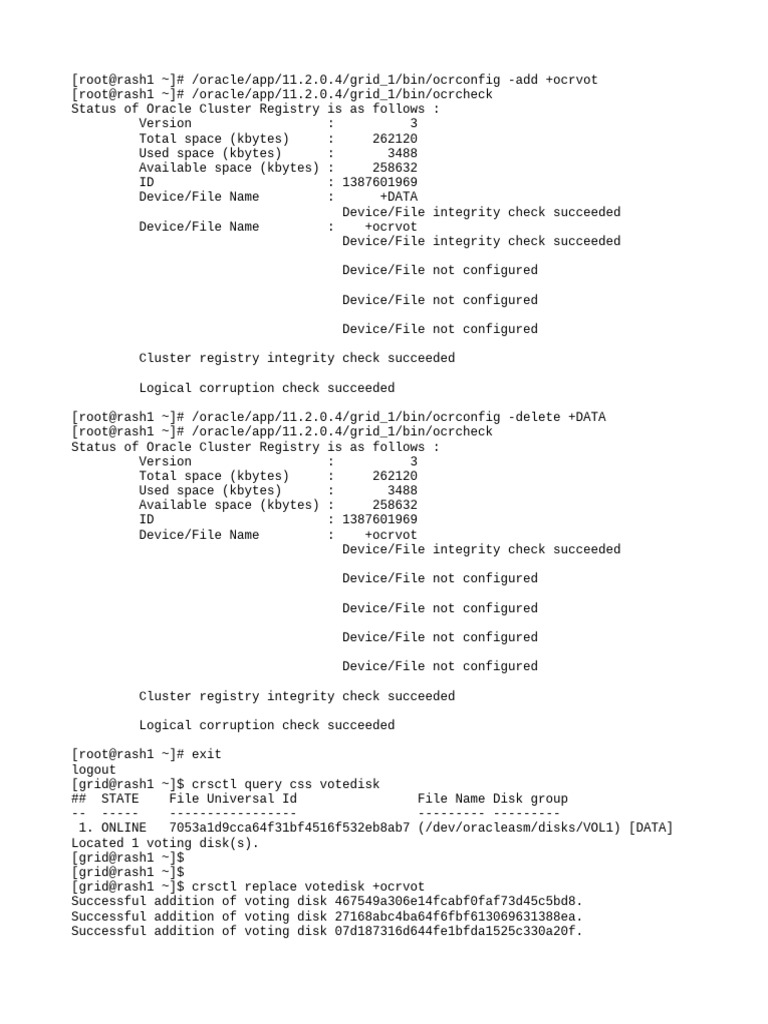 OCR Votingdisk Add Replacement Delete | PDF | Operating System Families ...