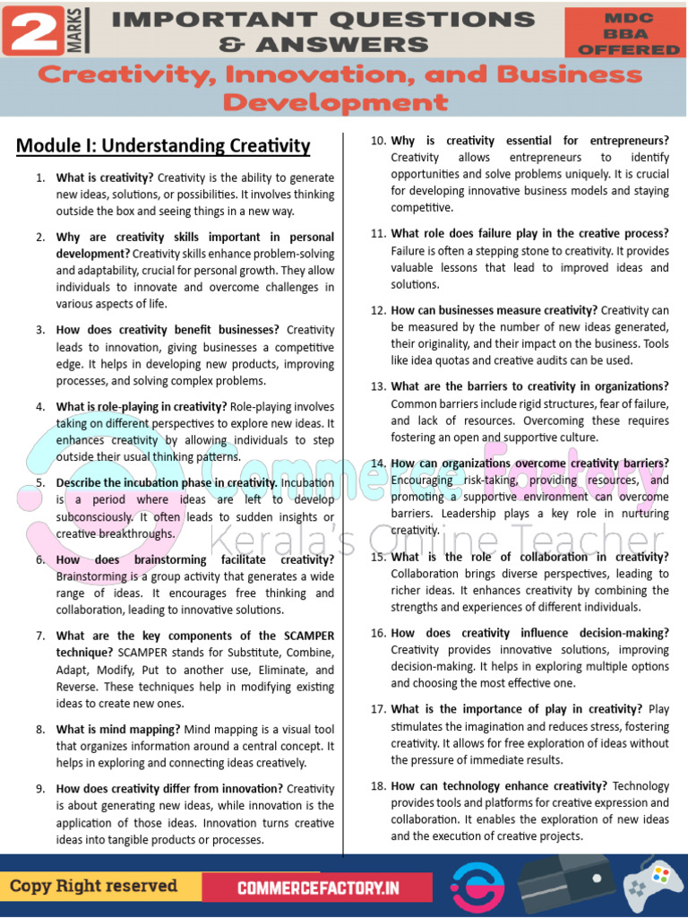 Creativity and Innovation in Business | PDF | Entrepreneurship | Creativity