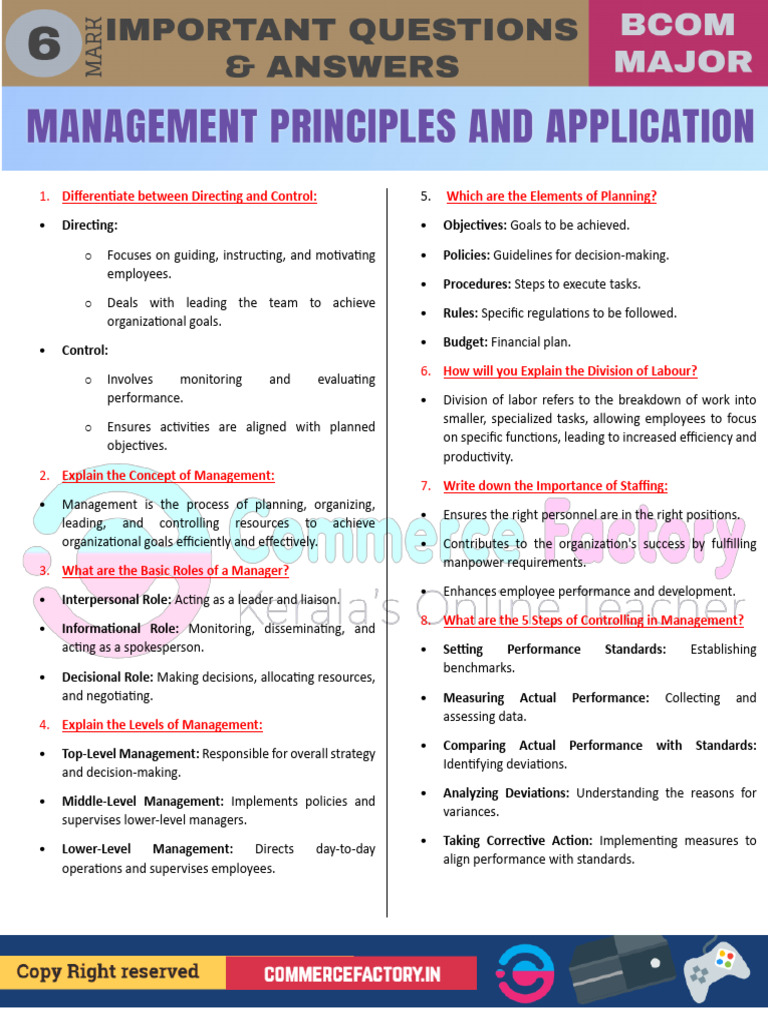 Management Principles and Application-6 Marks | PDF | Recruitment ...