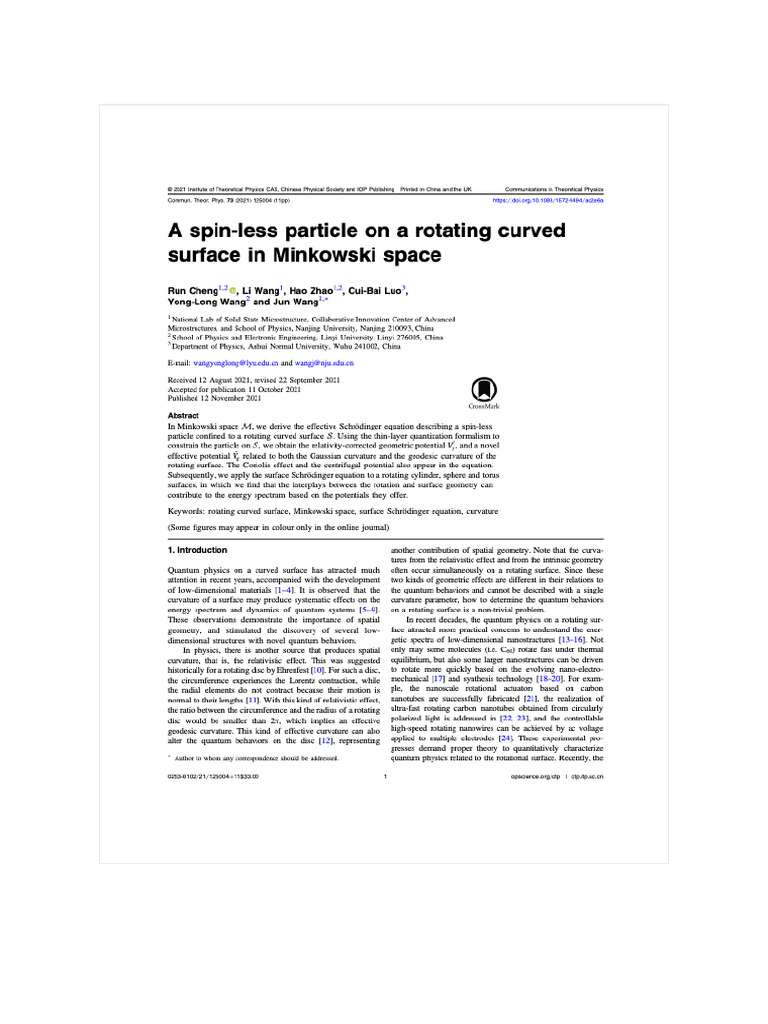 Spin Less Particle | PDF