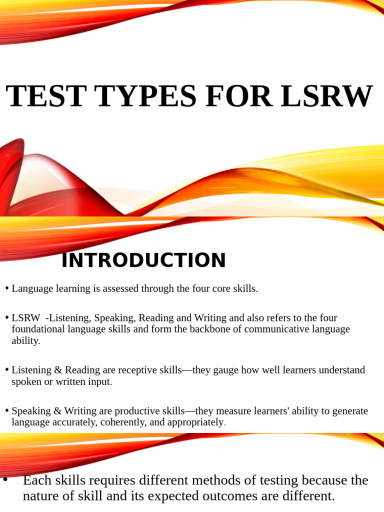 Test Types For Ls RW | PDF | Fluency | Reading Comprehension