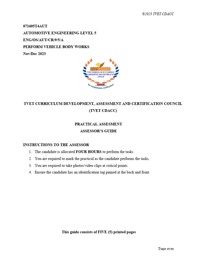 5-Automotive Engineering-1699533643.Assessor Pratical Perform Vehicle ...