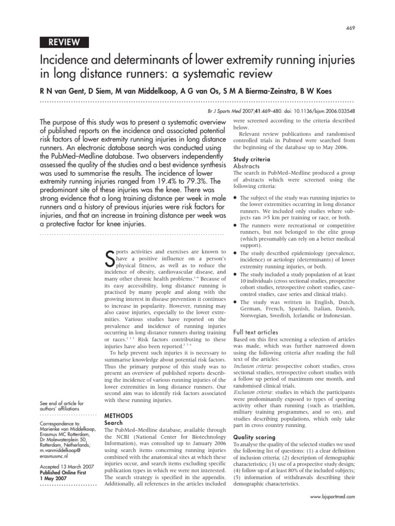 Running Injuries in Long Distance Runners | PDF | Running | Human Leg