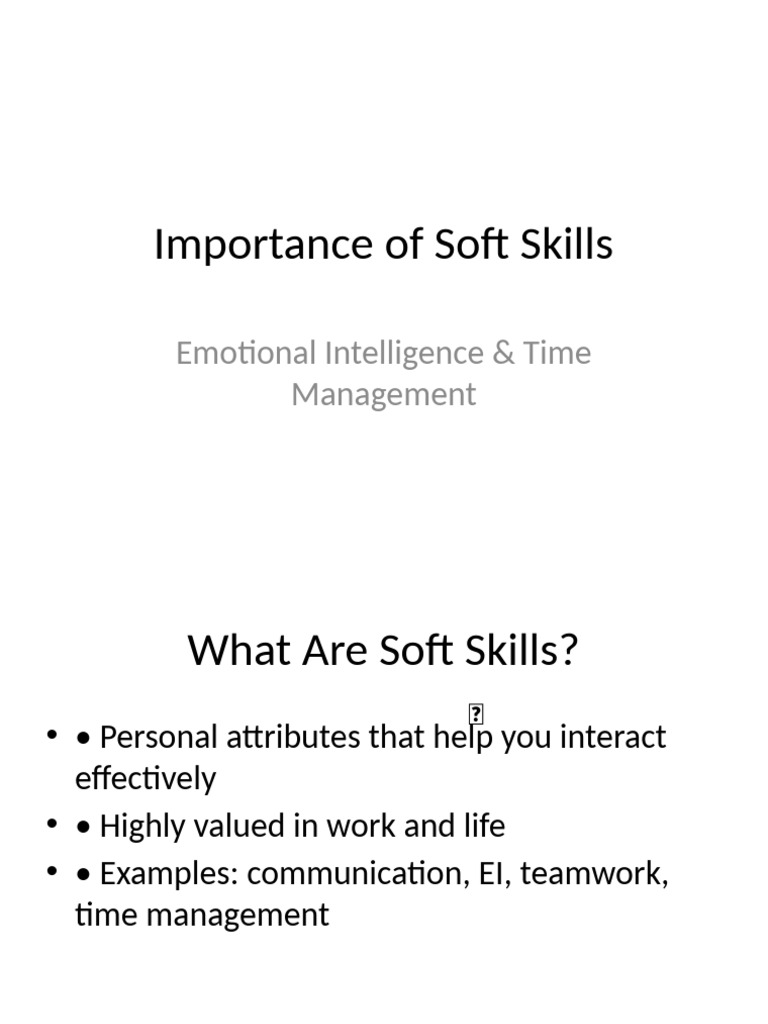 Essential Soft Skills: EI & Time Management | PDF
