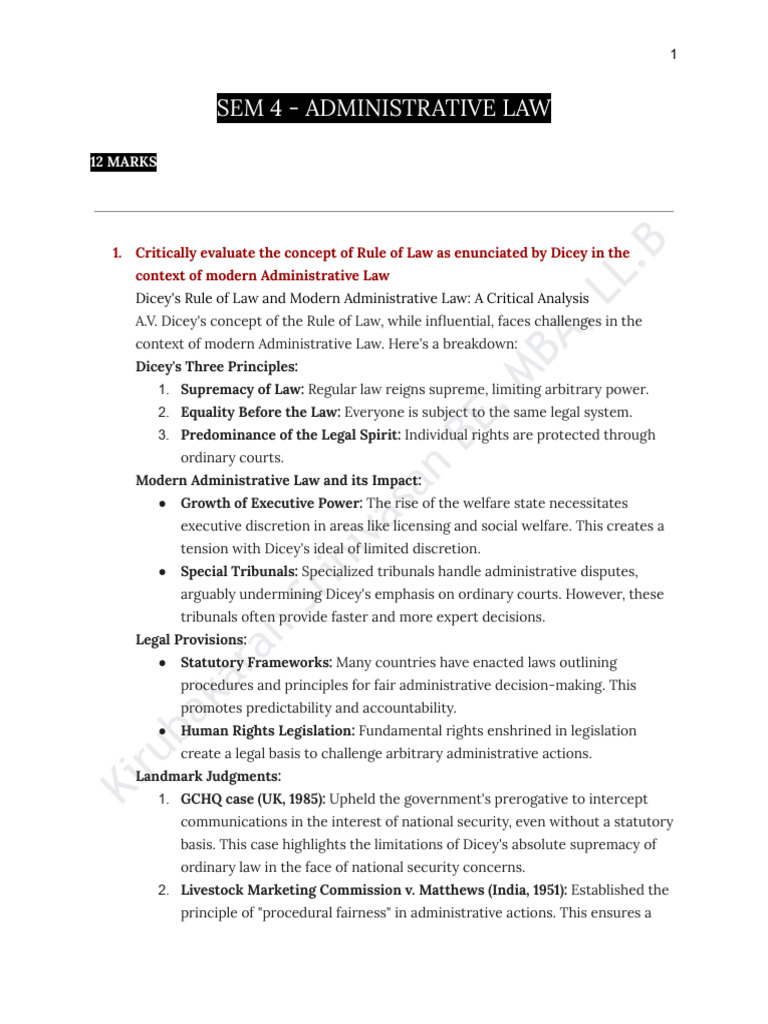 Rule of Law and Administrative Law Analysis | PDF | Rule Of Law ...