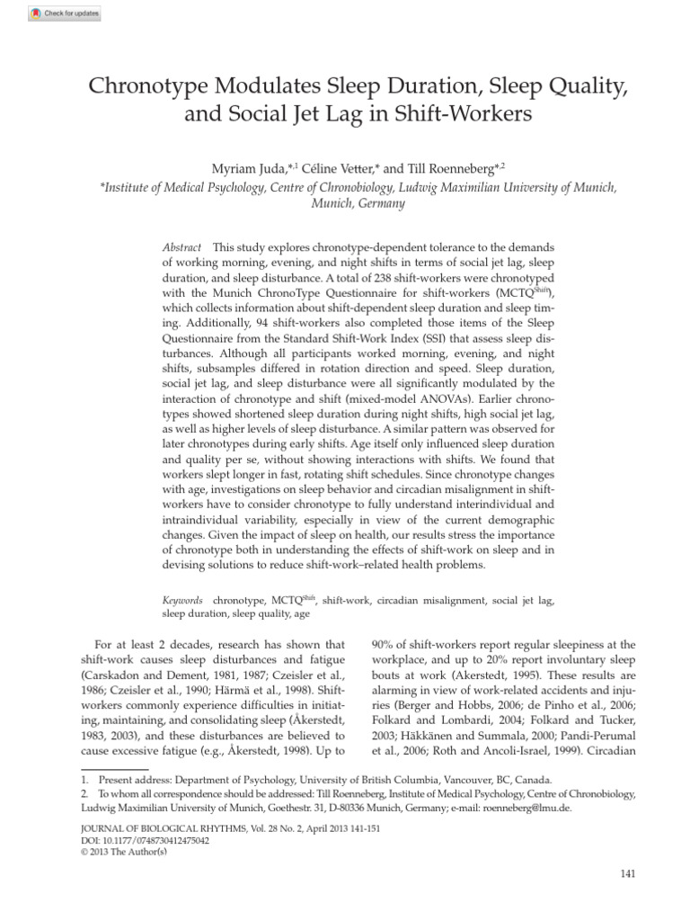 Chronotype's Impact on Shift-Worker Sleep | PDF | Shift Work | Sleep