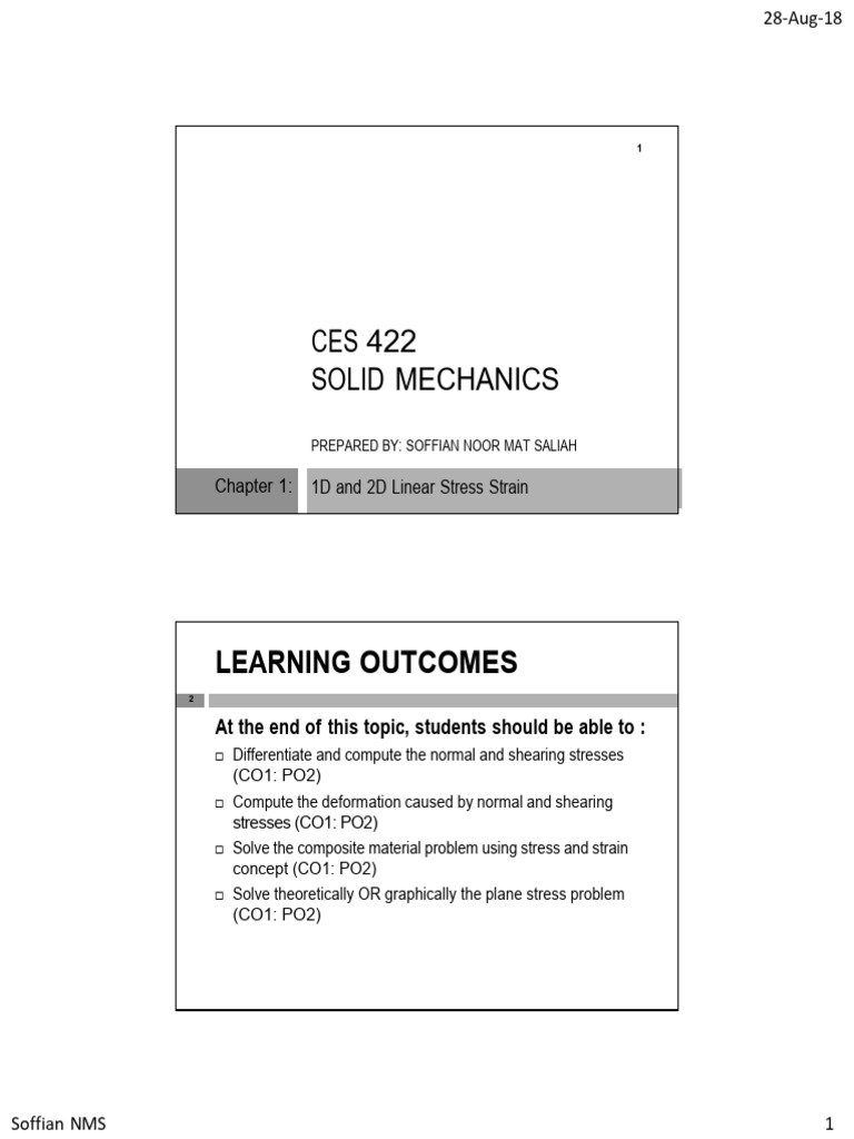 Linear Stress and Strain Analysis Guide | PDF | Deformation ...