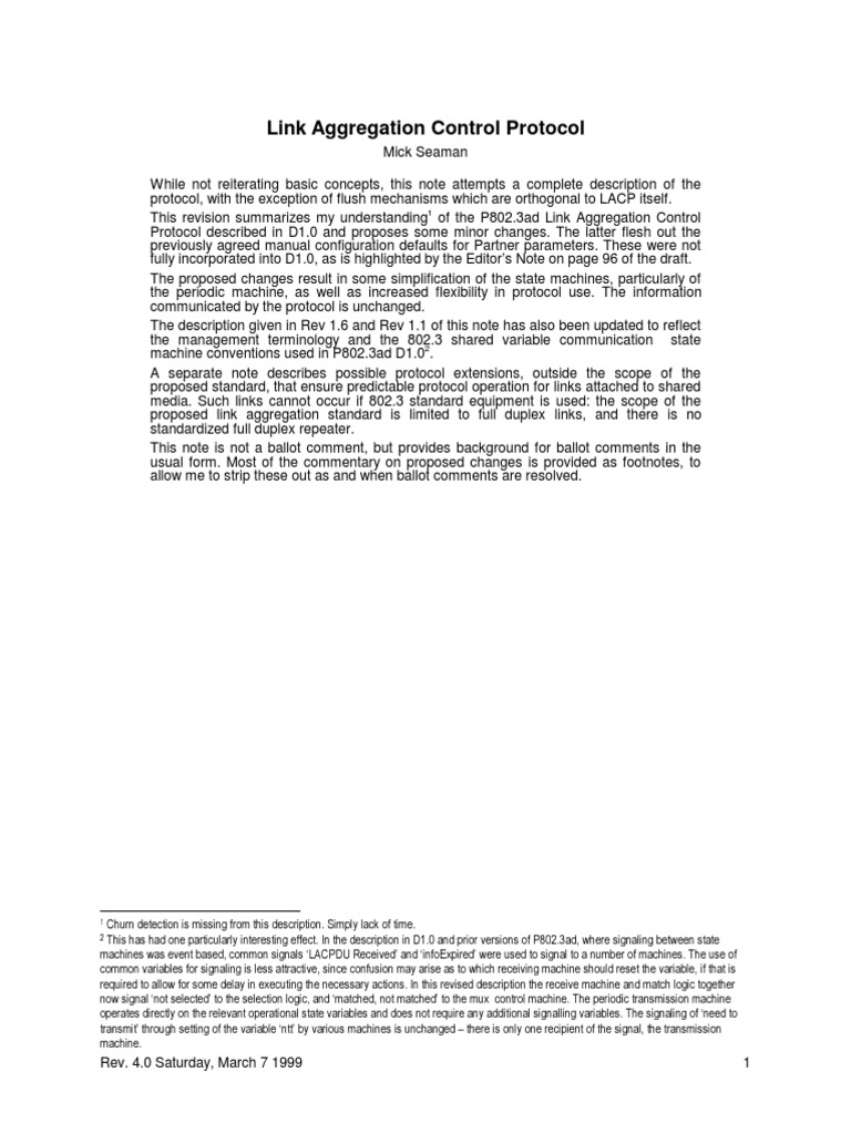 LACP Standard PDF Communications Protocols Computer Data