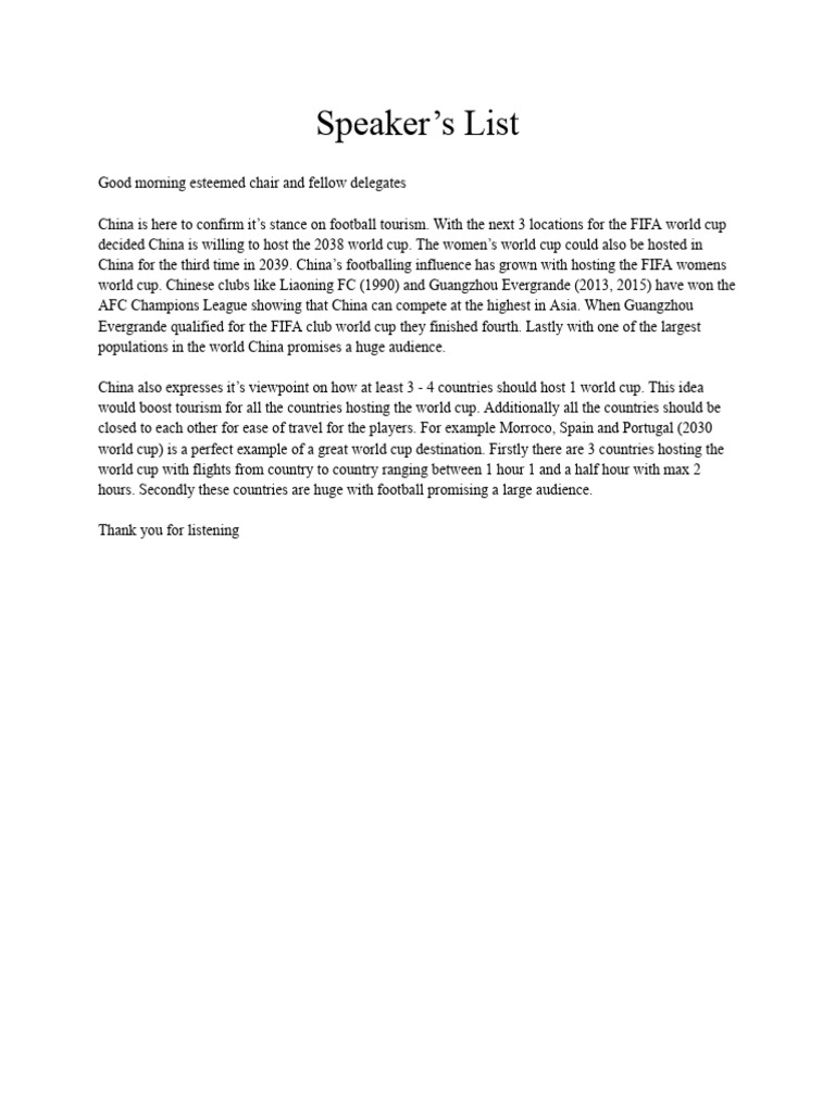 Speaker's List 2 | PDF