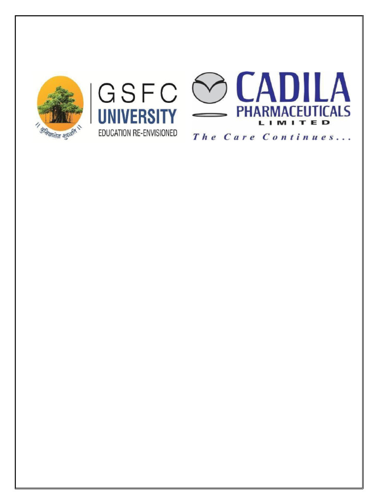 Industrial Internship Report: Cedila Pharmaceuticals | PDF | Chemical ...