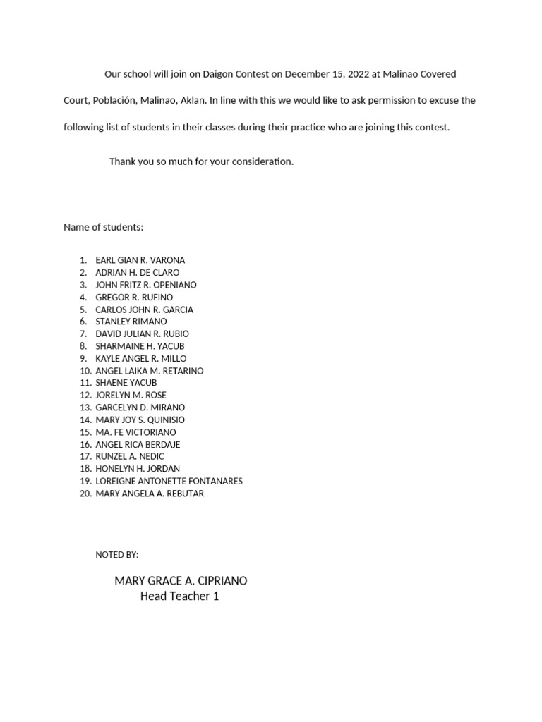 Letter For Daigon | PDF