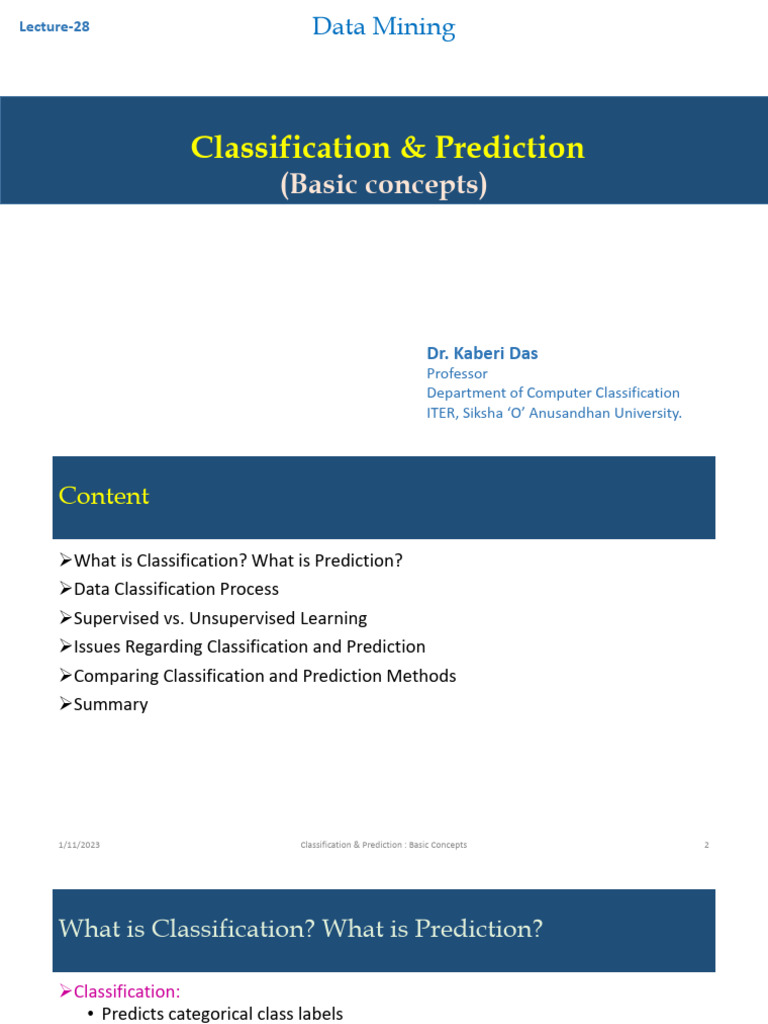 Data Mining: Classification & Prediction Basics | PDF | Statistical ...