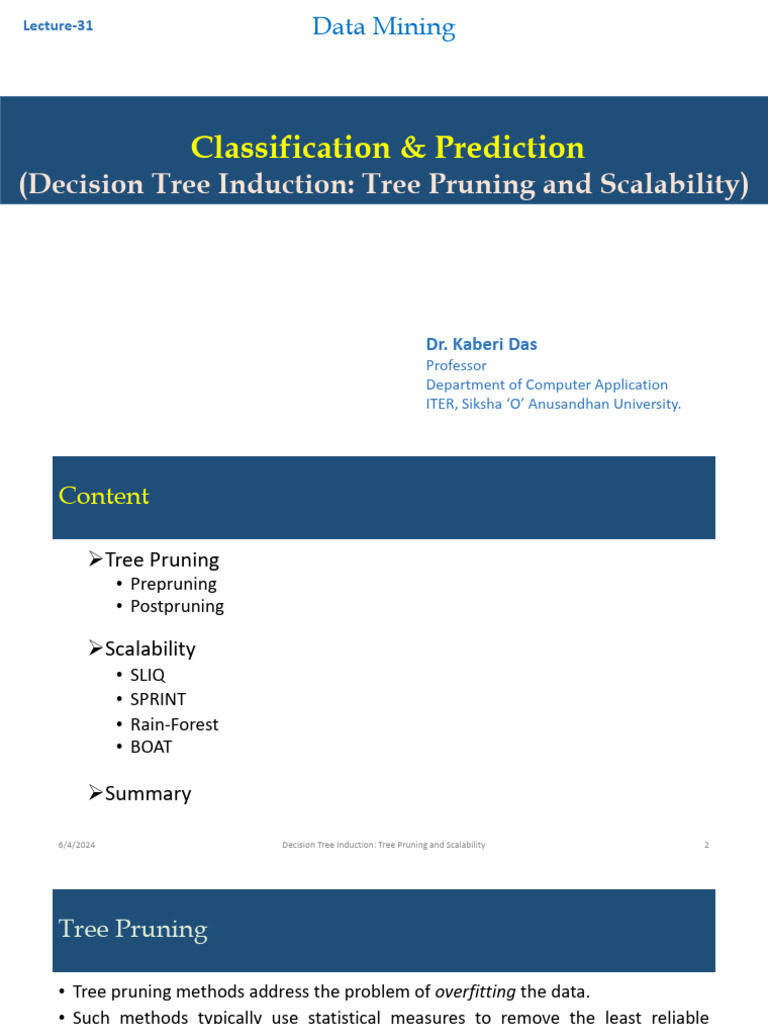 Decision Tree Pruning & Scalability Techniques | PDF | Algorithms And ...