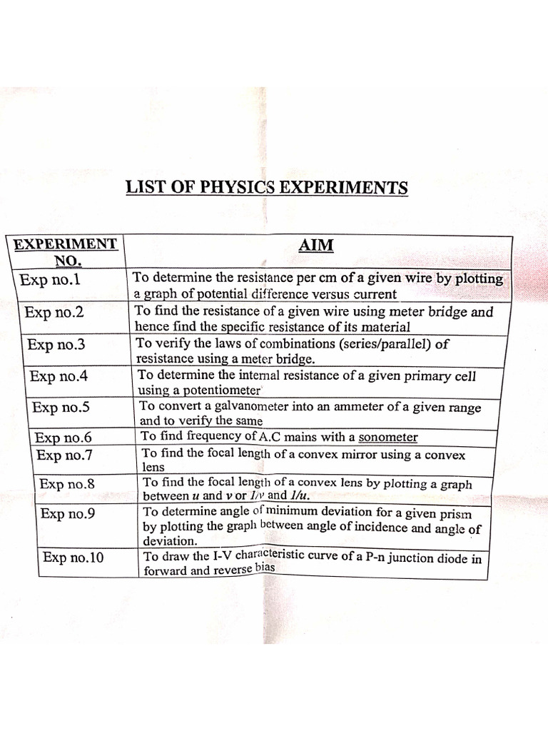 List of Physics Experiments | PDF