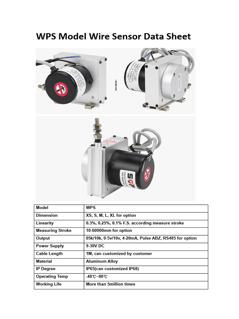 WPS Model Wire Sensor Specifications | PDF