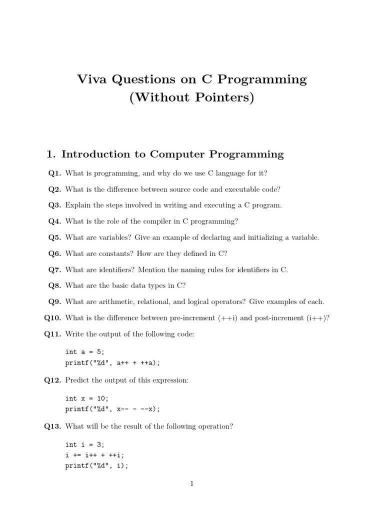 vivasample | PDF | Control Flow | Computer Programming