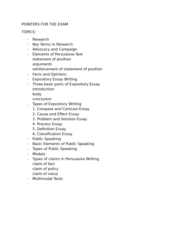 q2 Pointers For The Exam English | PDF