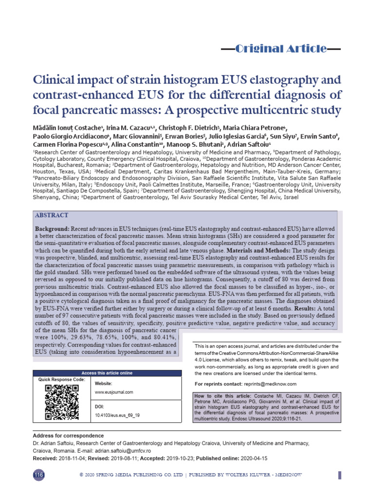 Clinical Impact of Strain Histogram Eus.6 | PDF | Medical Ultrasound ...