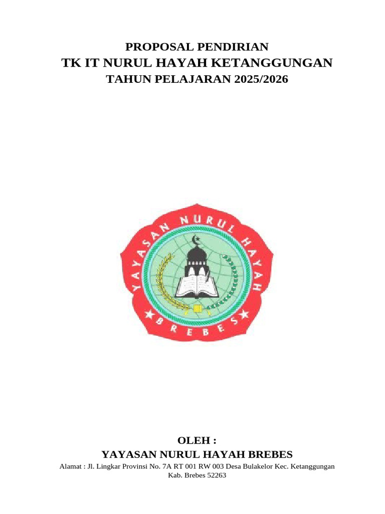 Proposal Pendirian TK IT Nurul Hayah Brebes | PDF