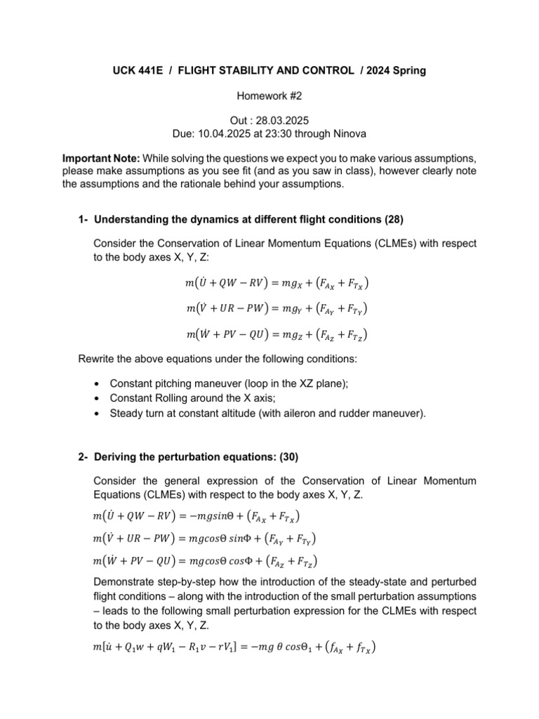 Flight Stability Homework 2 Guide | PDF | Motion (Physics ...