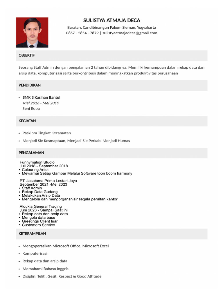 CV - Sulistya Atmaja Deca-2 | PDF