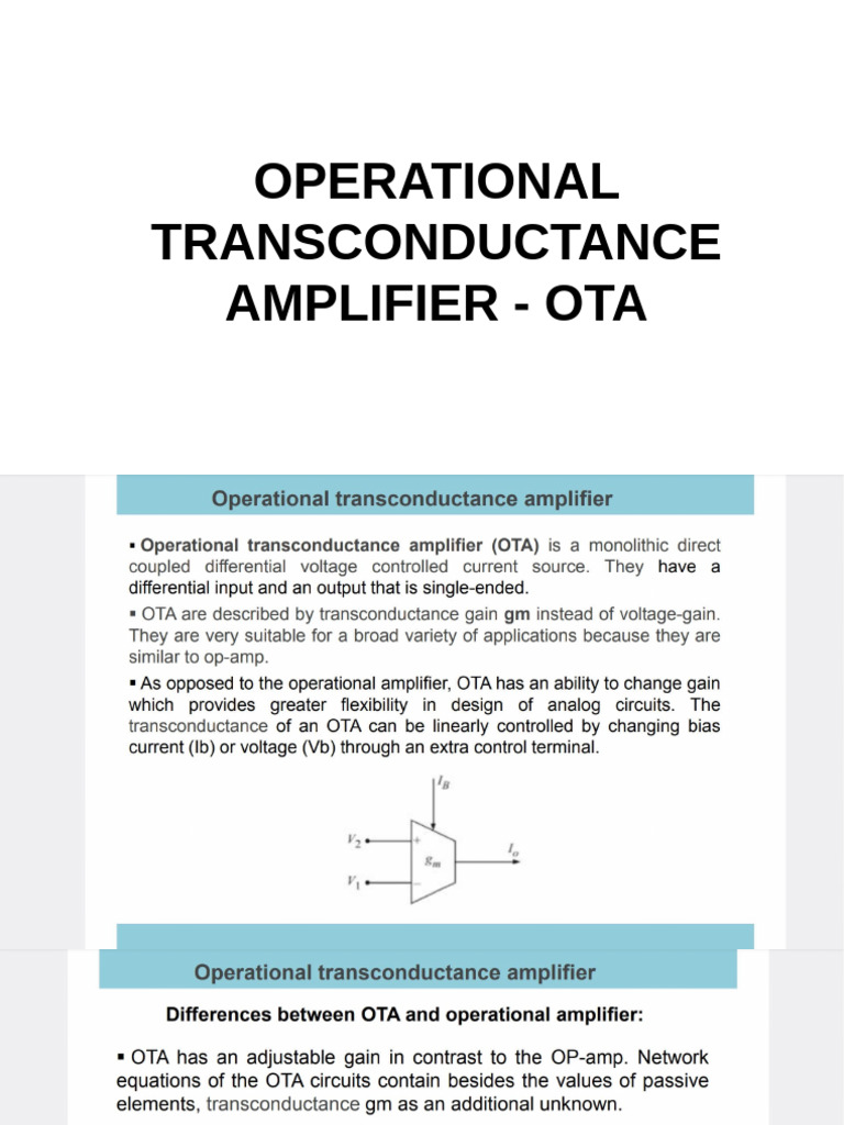 Operational Transconductance Amplifier - Ota | PDF