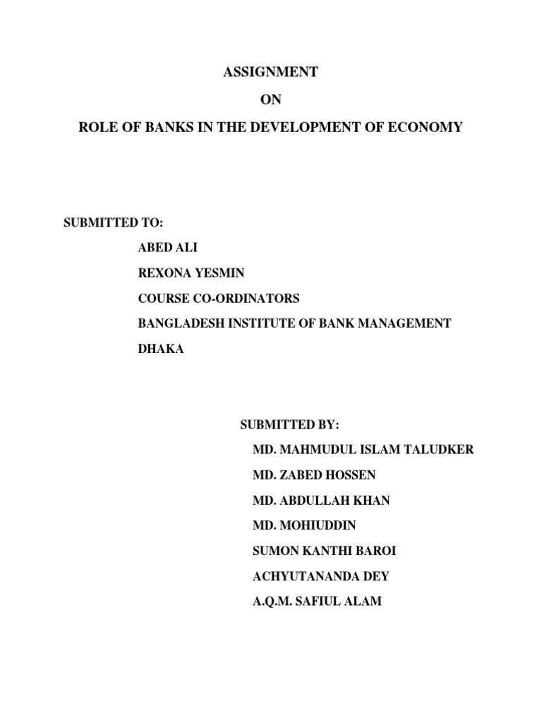 Role Of Banks In Economic Development Pdf