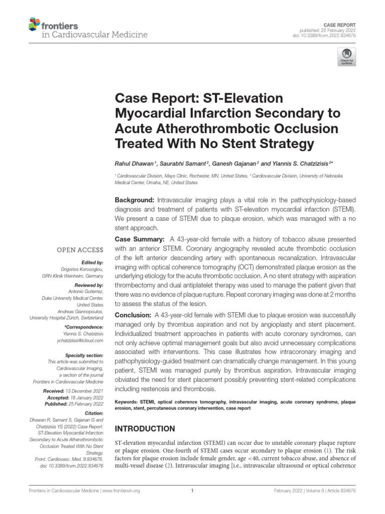 fcvm-09-834676 | PDF | Myocardial Infarction | Atheroma