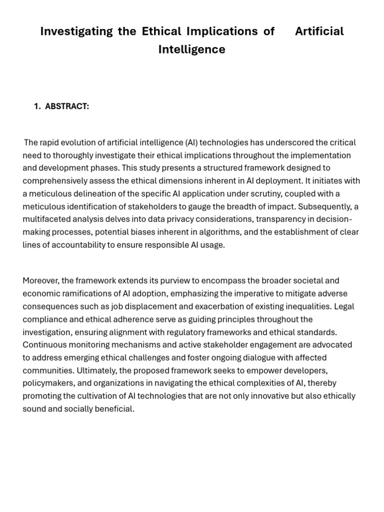Ethical Implications of AI Framework | PDF | Artificial Intelligence ...