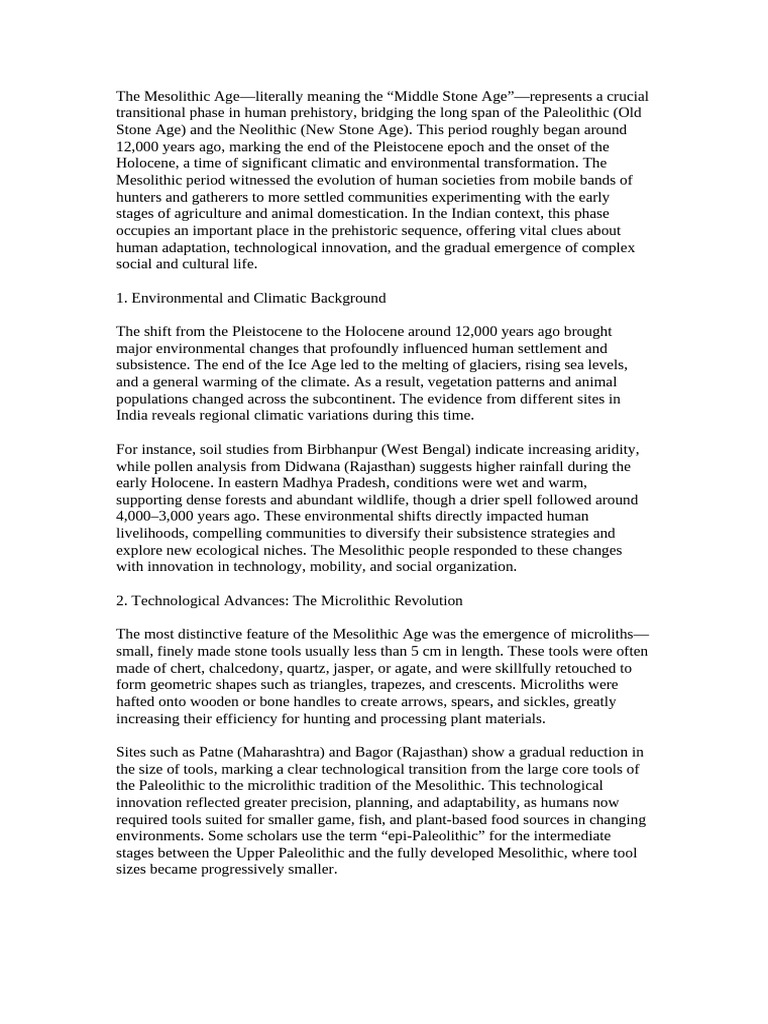 Mesolithic Culture | PDF | Holocene | Stone Age