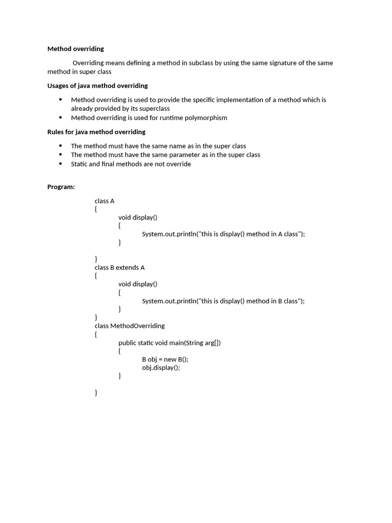 Java Method Overriding Explained | PDF