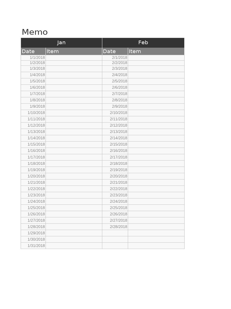 2018 Monthly Item Memo | PDF