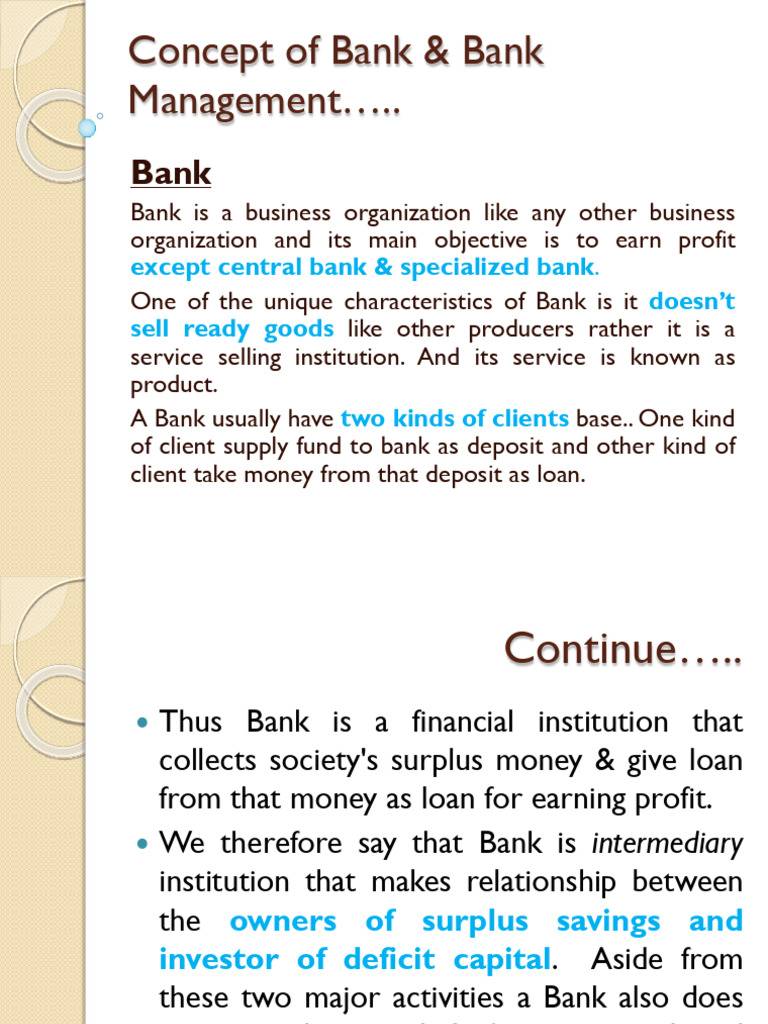 Ch-1. Concept of Bank Management | PDF | Banks | Loans