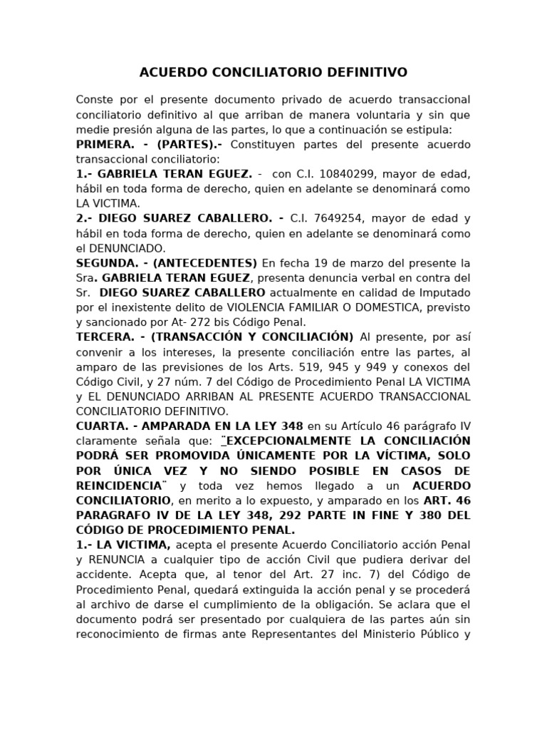 Acuerdo Conciliatorio Definitivo 2025 | PDF | Justicia | Crimen y violencia