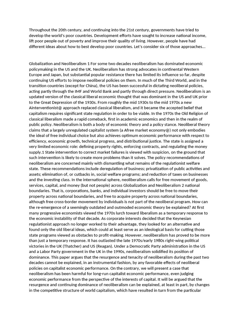 Neoliberalism's Impact on Global Development | PDF | Neoliberalism ...