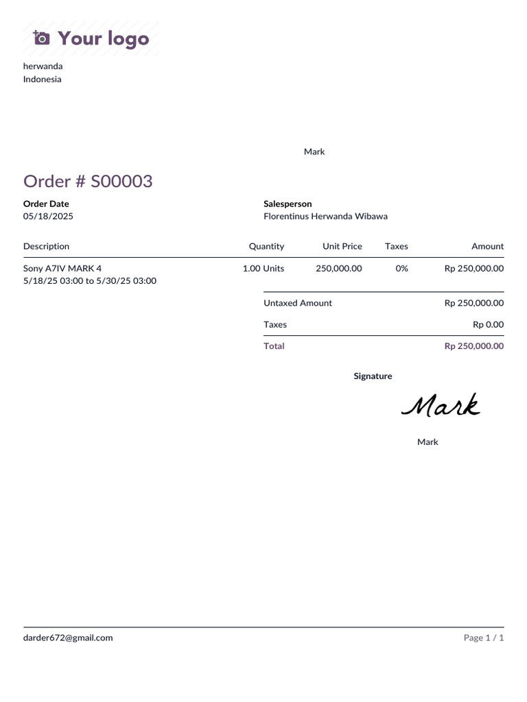 Order - S00003 | PDF