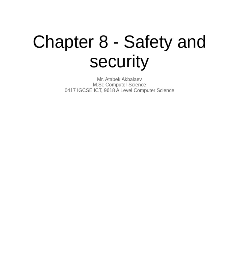 Chapter 8 - Safety and Security | PDF