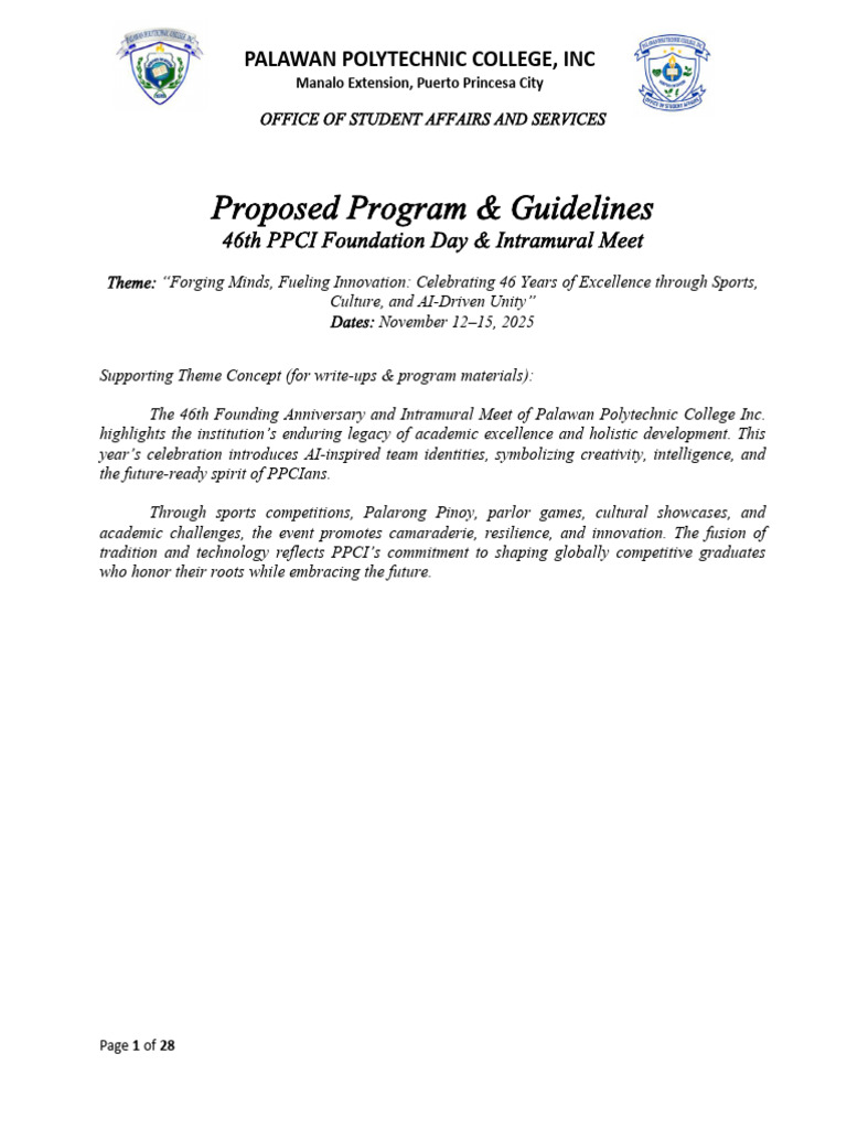 46th Foundation Day Program of Events OSA Presentation 1 | PDF | Sports ...