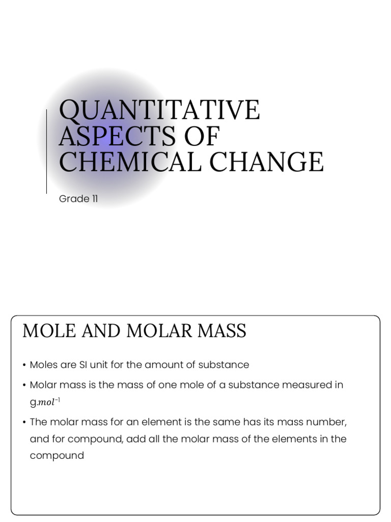 QUANTITATIVE Aspects of Chemical Change | PDF | Mole (Unit ...